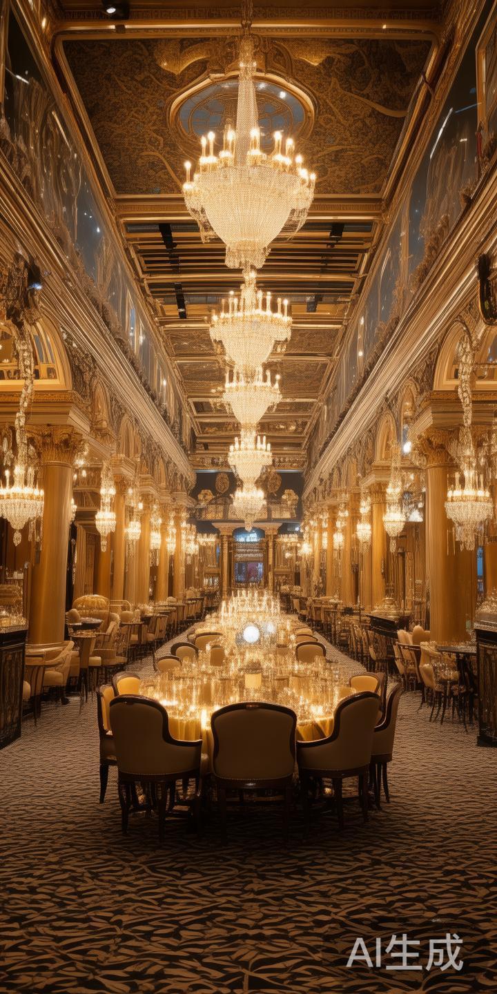 威尼斯赌场内部的灯光设计也是一大亮点。金碧辉煌的装